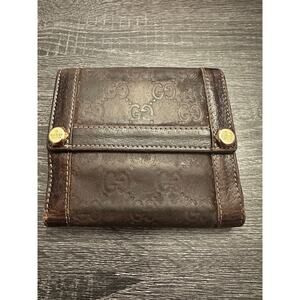 Gucci GG Monogram Studded French Flap Wallet – Dark Brown